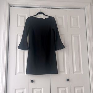 GAP Basic Black Ponte Knit A-line Dress Ruffle Sleeve Size XS